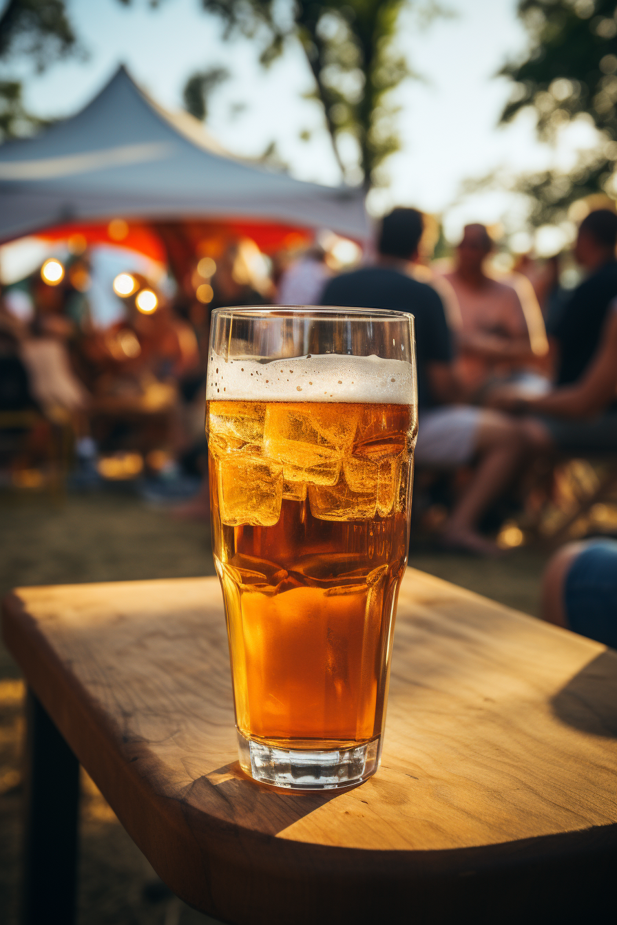 Beer glass at tailgate party