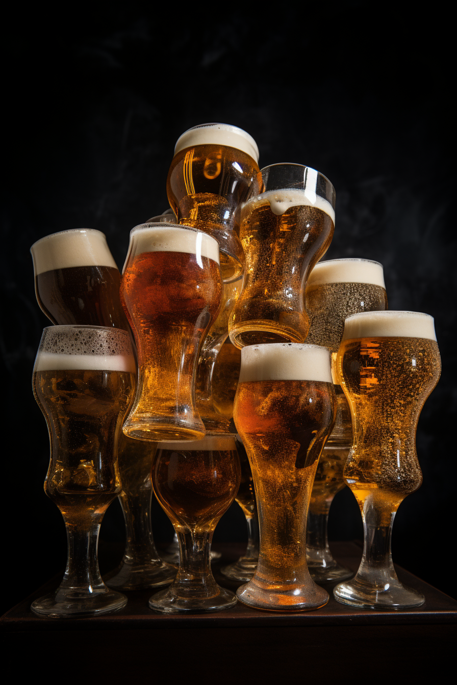 Beer glasses clinking dark background