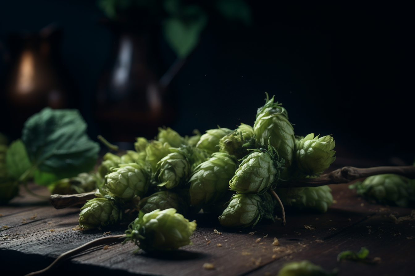 Close-up shot of beer ingredients