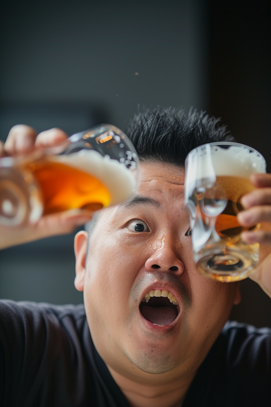 Beer Pouring onto Face