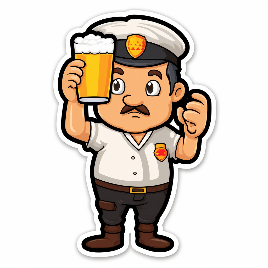 Cartoon-style minimalistic beer referee sticker