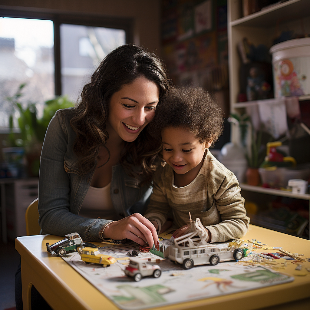 Registered Behavior Technician guiding child in learning