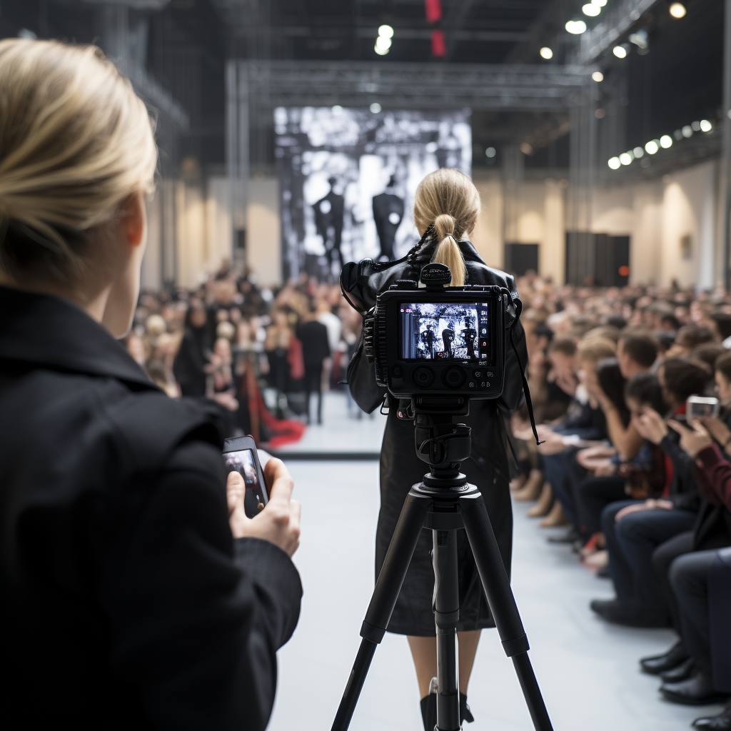 Fashion catwalk cameraman behind the scenes