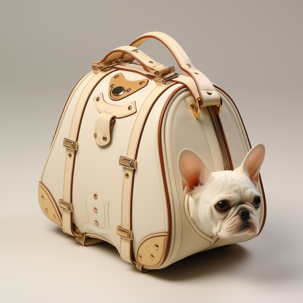 Stylish beige leather dog carrier