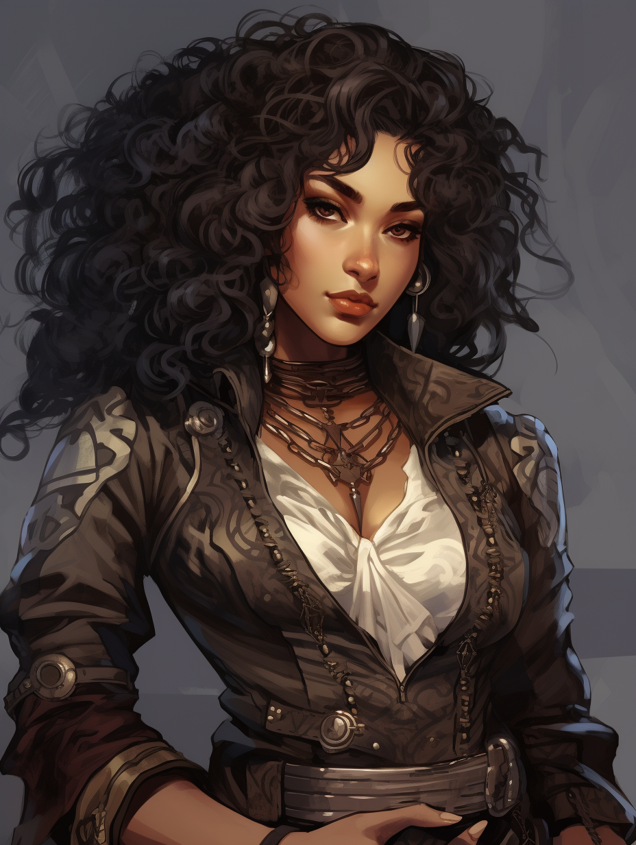 Dark-skinned female doctor in fashionable elven clothes