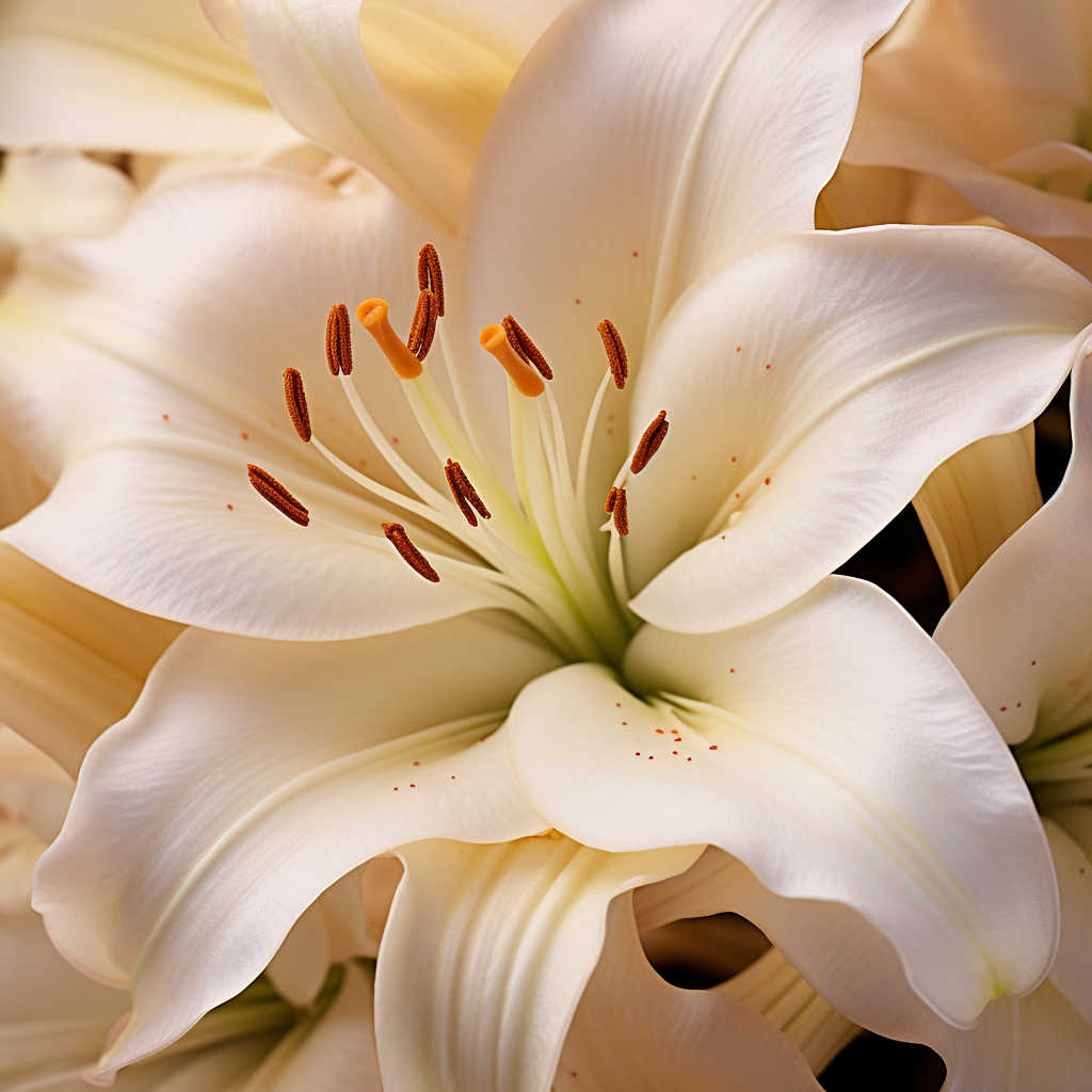 Beige Lily Close-up Petal Texture