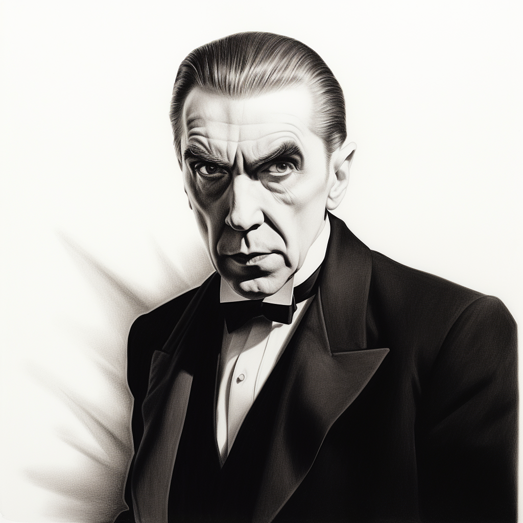 Bela Lugosi pencil drawing on white