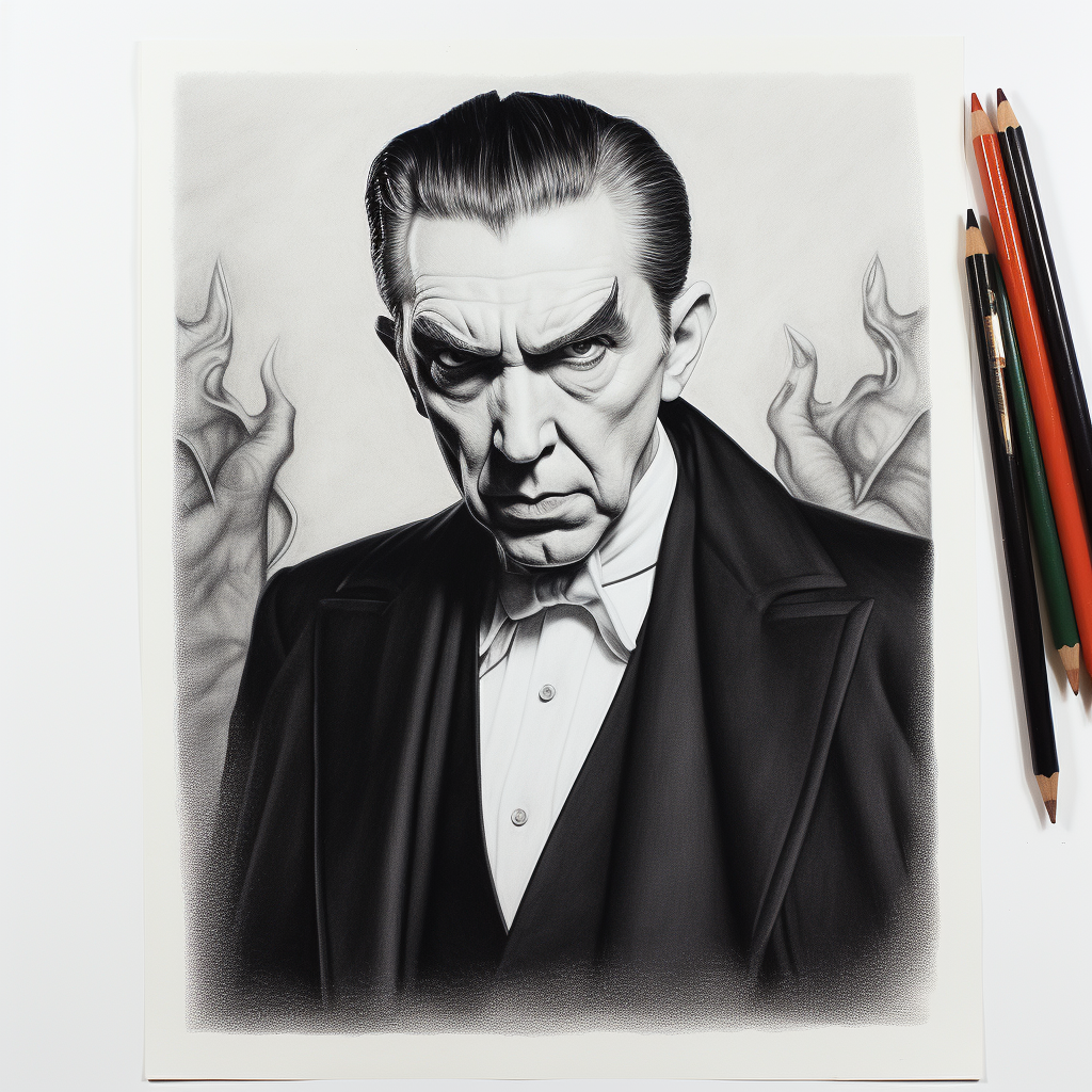 Bela Lugosi pencil artwork in black and white