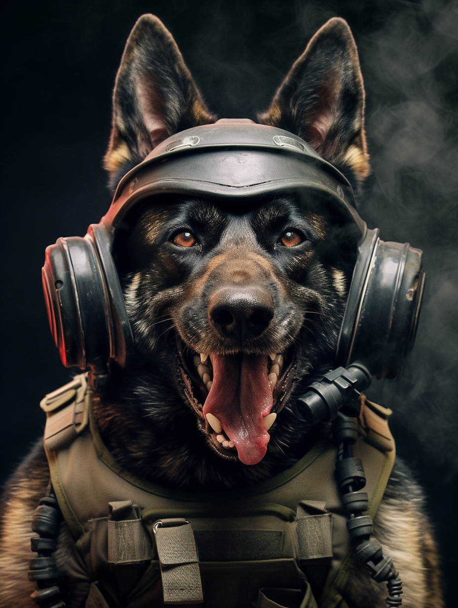 Brave Belgian Shepard in Special Forces Costume