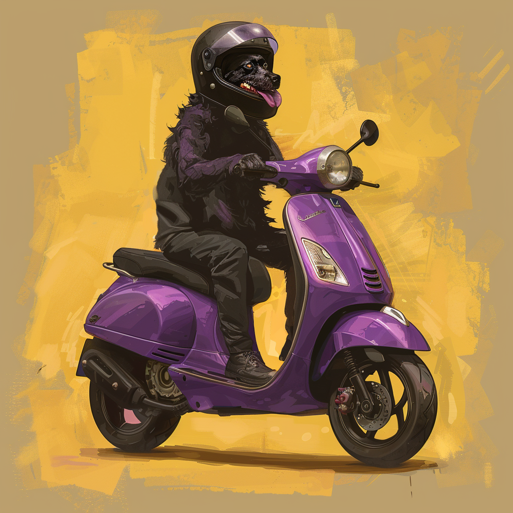 Belgian Shepherd on Purple Scooter