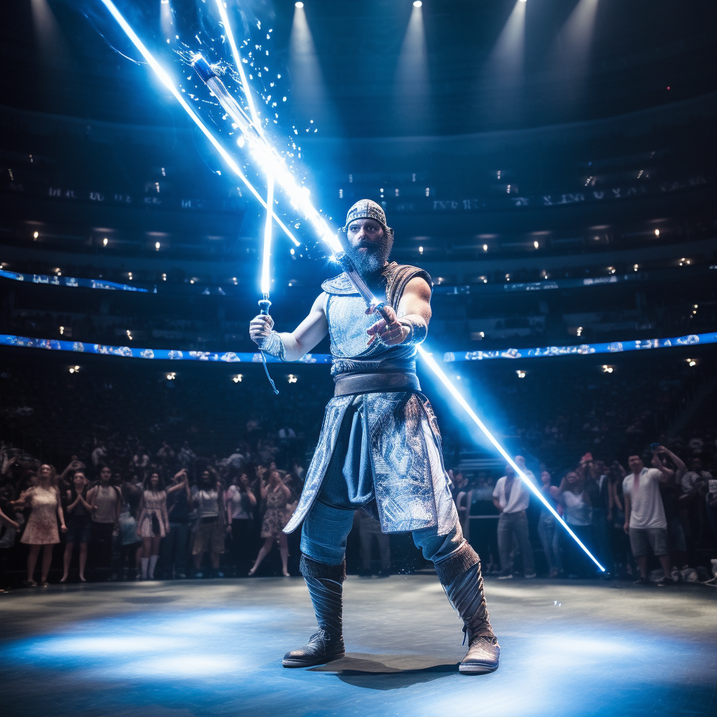 Ben Hur dominating Madison Square Garden with lightsabers