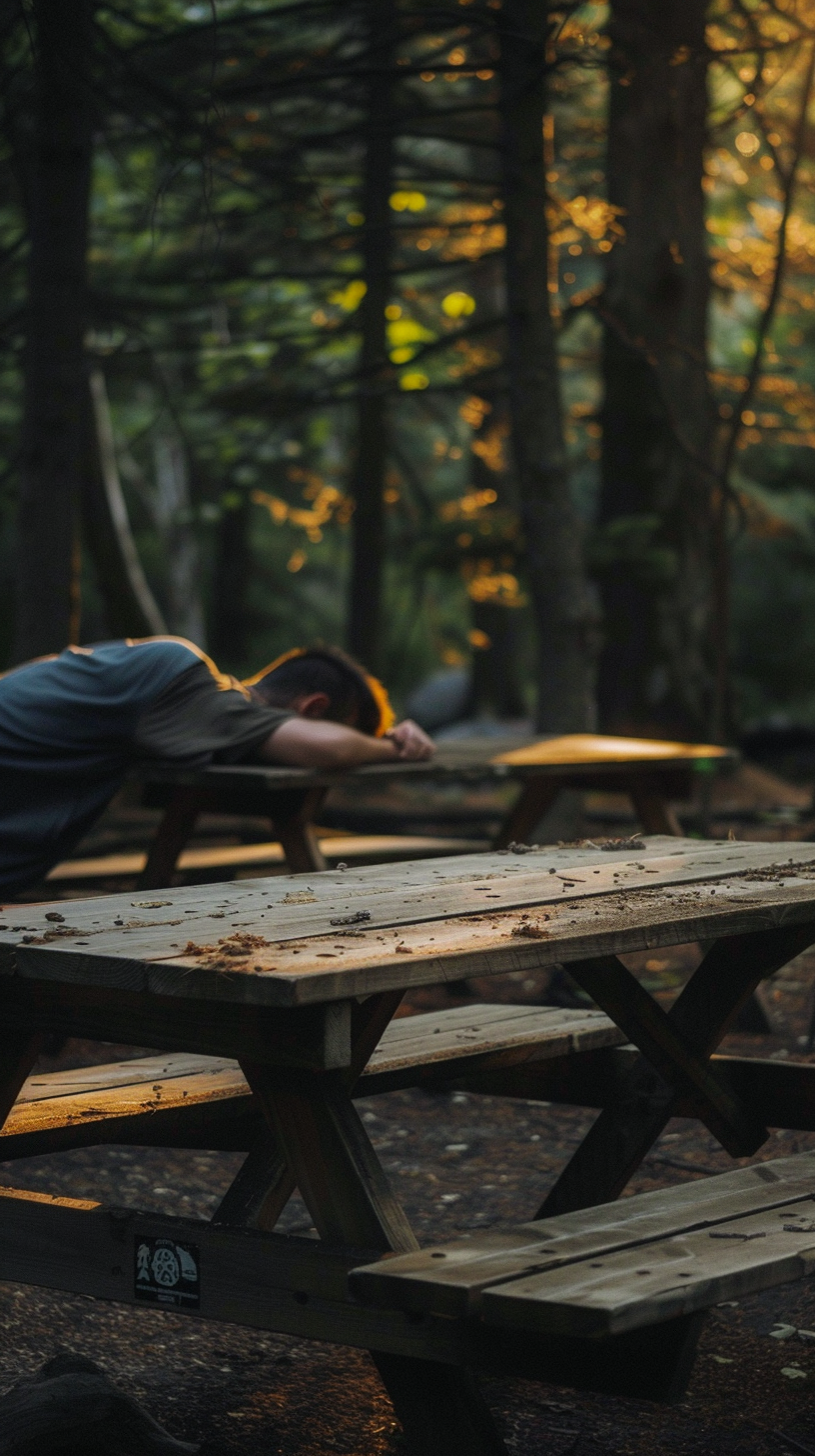 Two men sleeping outdoors