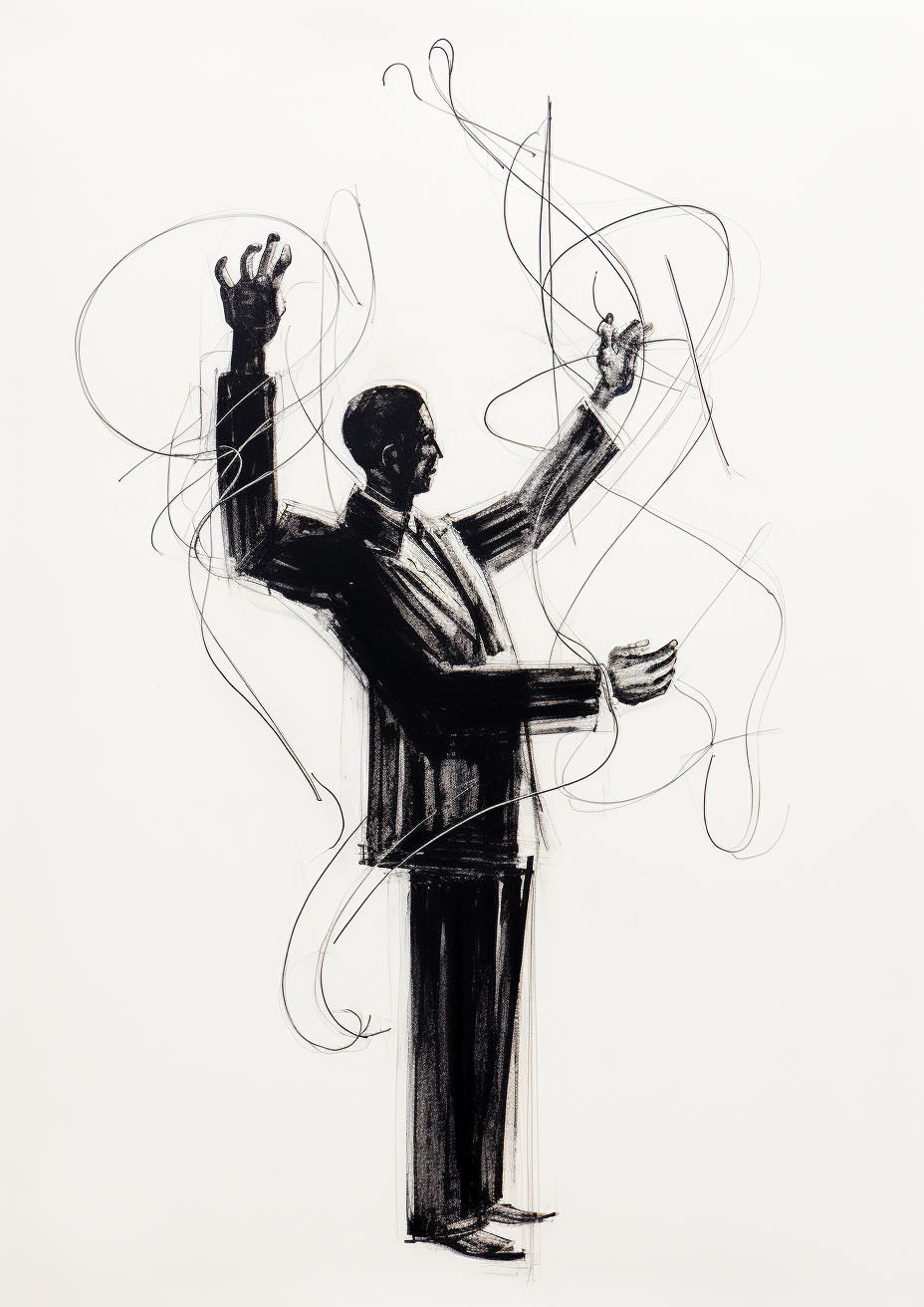 Sketch of a Bend Body Orchestra Conductor Reverence