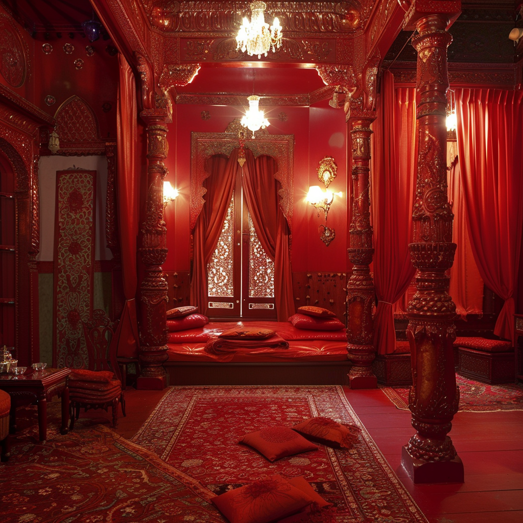 elegant bengali red room design