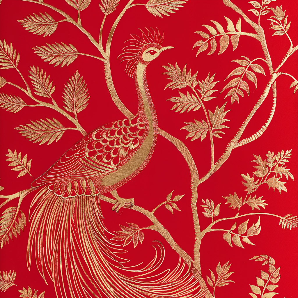 Red Bengali Wallpaper Pattern Design