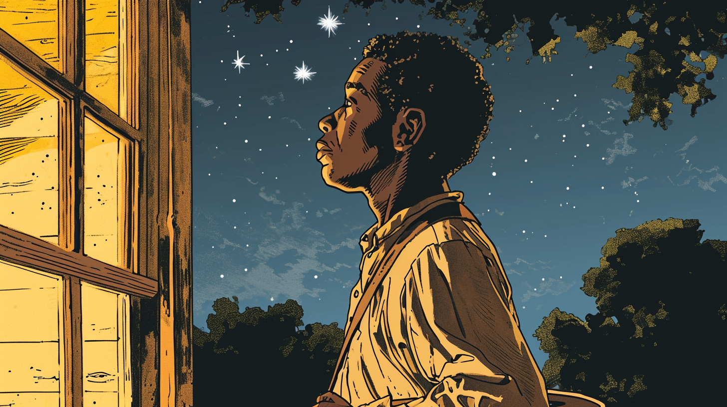 Benjamin Banneker observing stars on Maryland farm