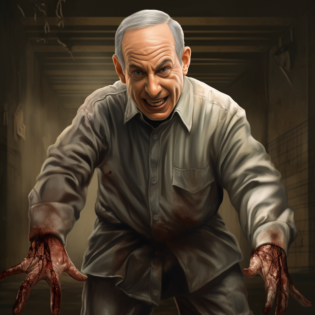 Benjamin Netanyahu in slasher movie scene