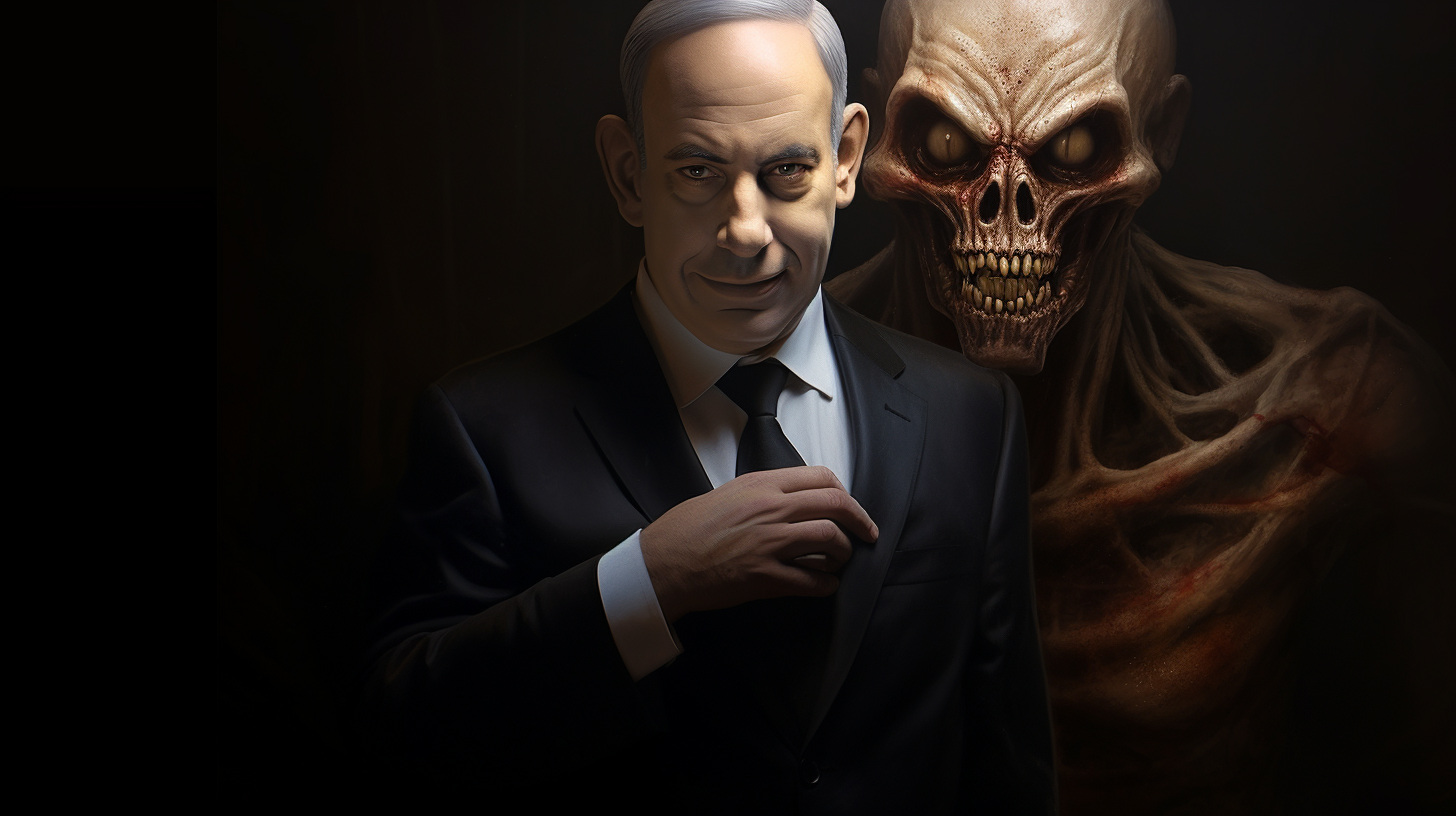 Benjamin Netanyahu face horror nightmare creep