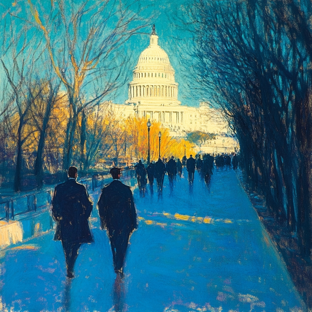 Frank Benson painting Washington DC scene