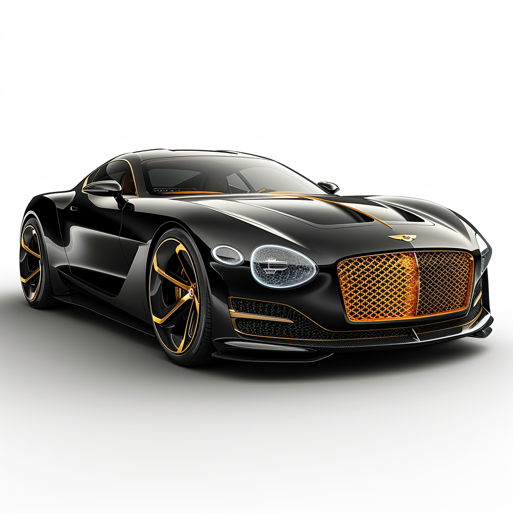 Bentley Exp 100GT Front Angle in Black and Gold