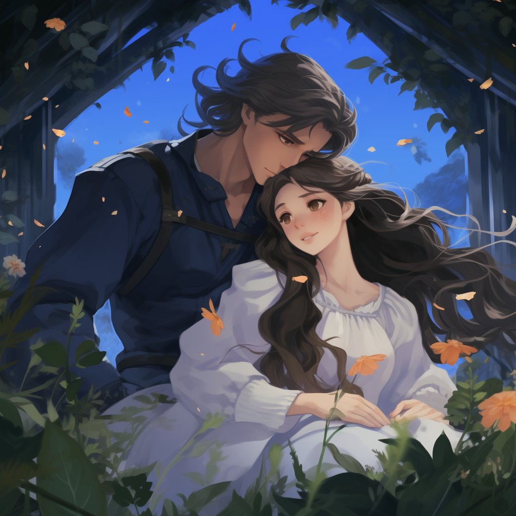 Anime-style Studio Ghibli image of Beren and Luthien