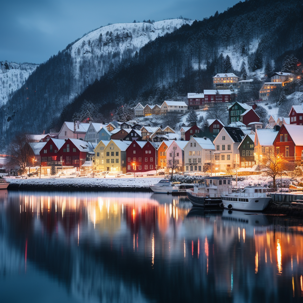 Picturesque winter scenery in Bergen