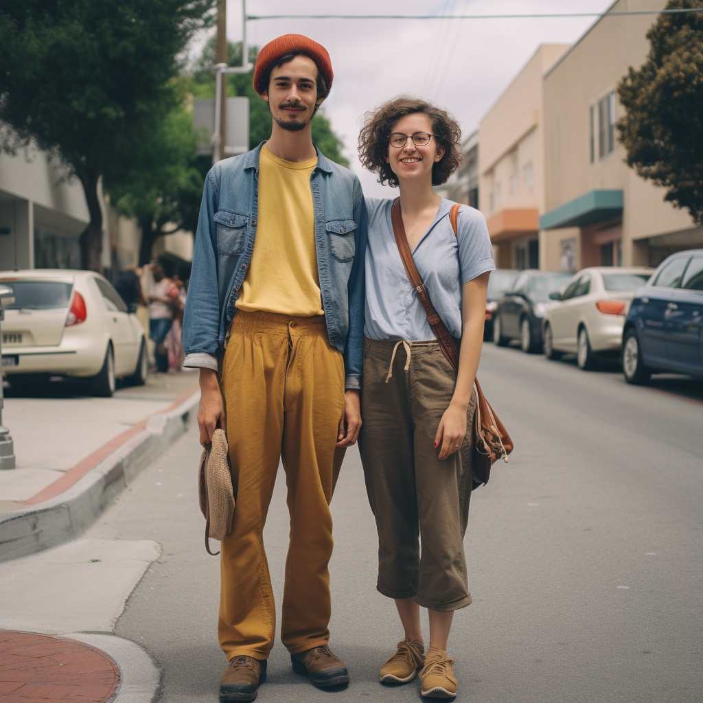 Happy couple exploring Berkeley streets