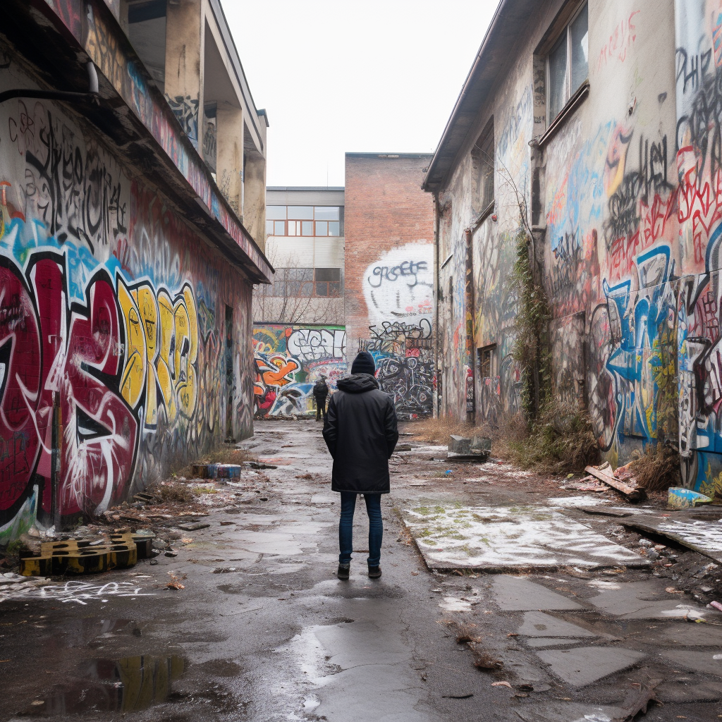 Colorful graffiti art in Berlin alley