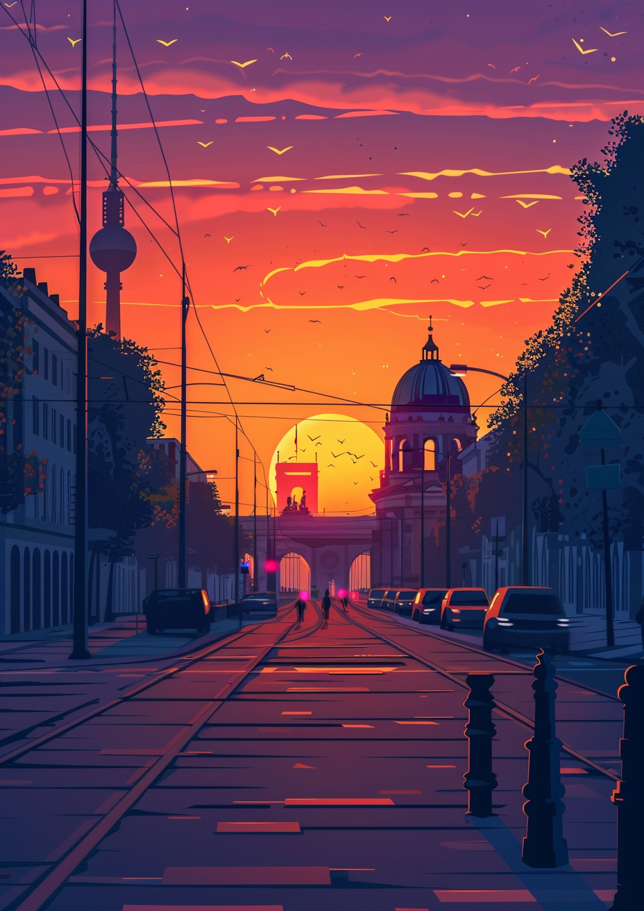 Berlin Sunrise Flat Vector Art