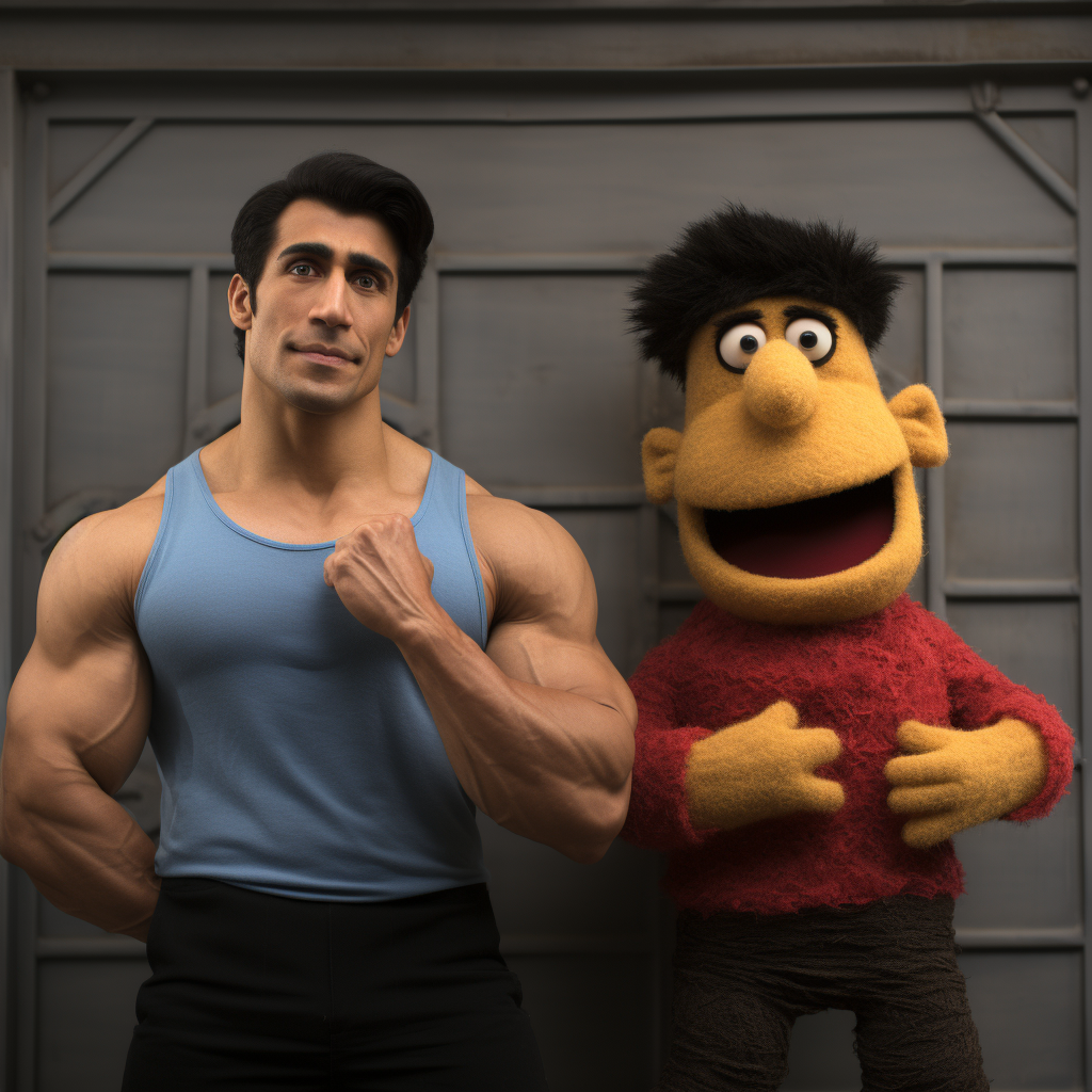 Bert and Ernie bodybuilders on the beach