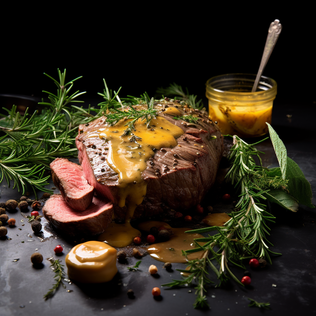 Roast beef with mustard herbs