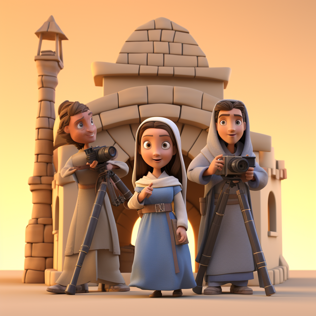 Cartoon 3D Pixar Bethlehem Portal Scene