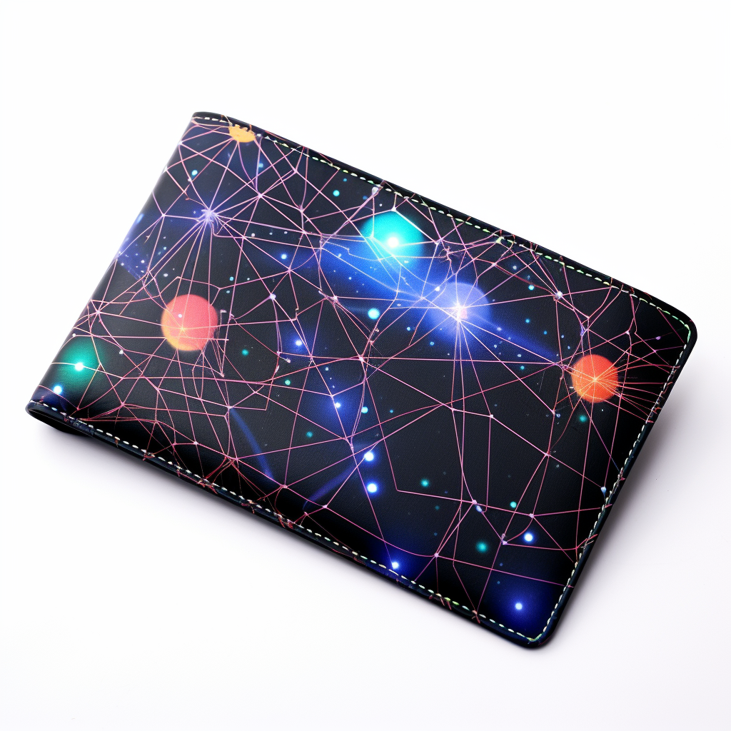 Stylish bi-fold wallet with connected lines and dots