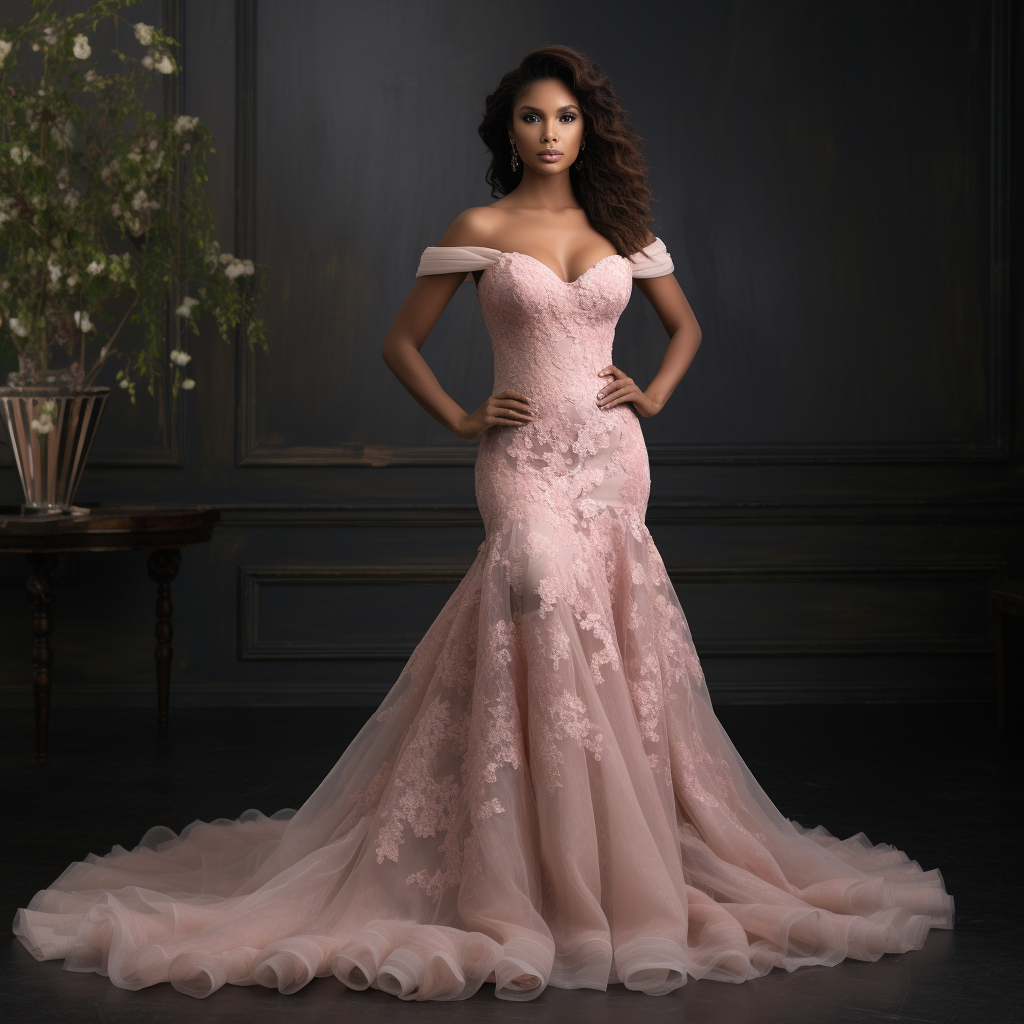 Bi-Racial Bride in Exquisite Wedding Gown