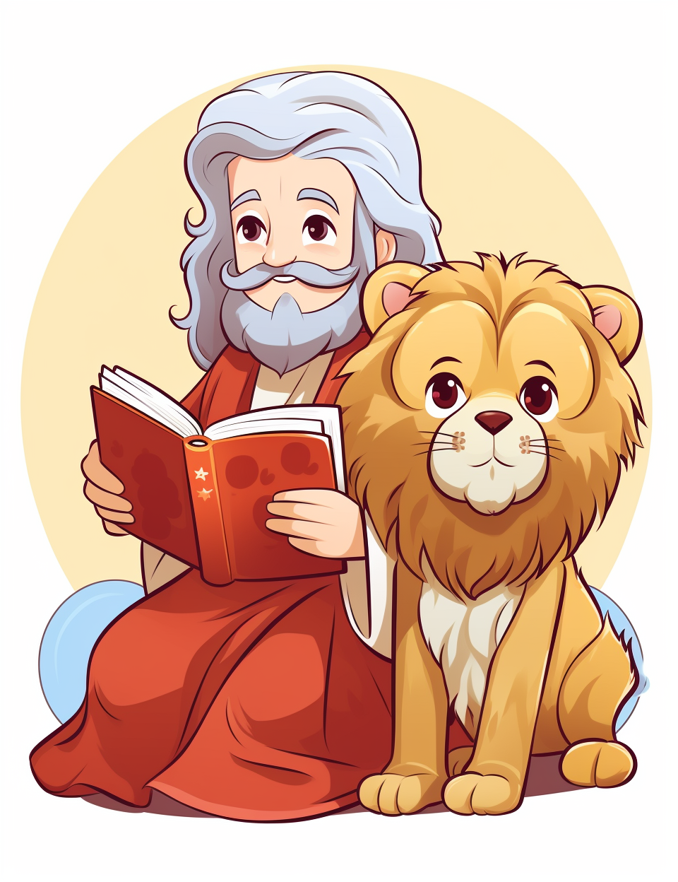 Cute Bible Characters with Saint Jerome and Lion