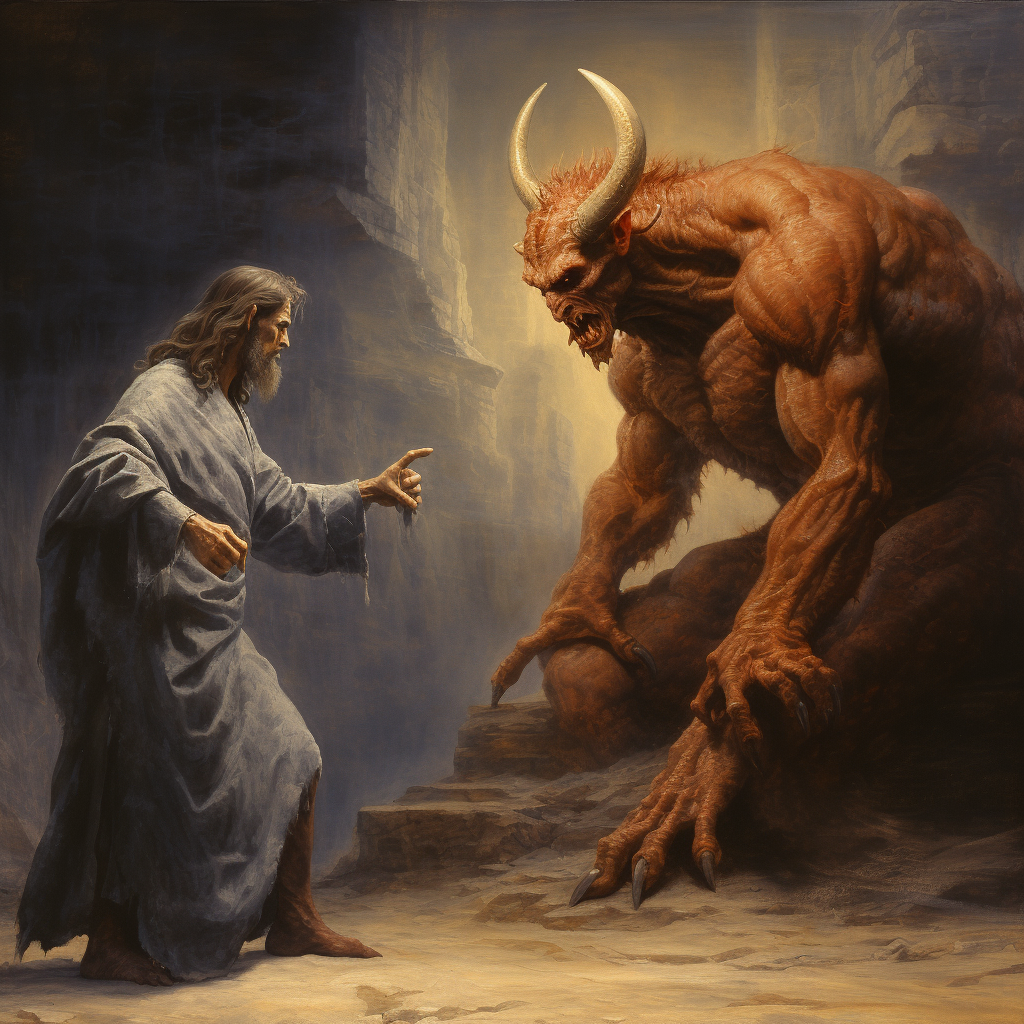 Biblical Jesus conversing with the Devil