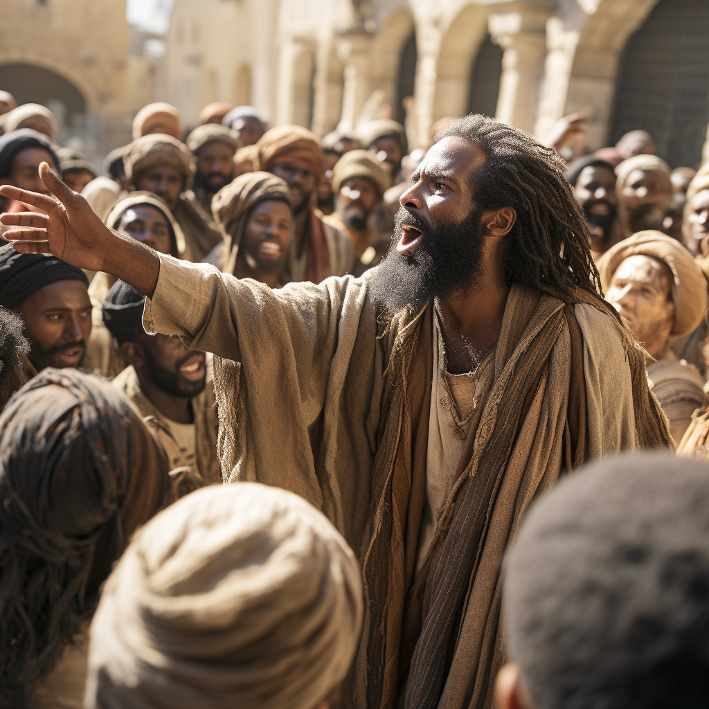 Melanated Prophet Preaching in Ancient Jerusalem