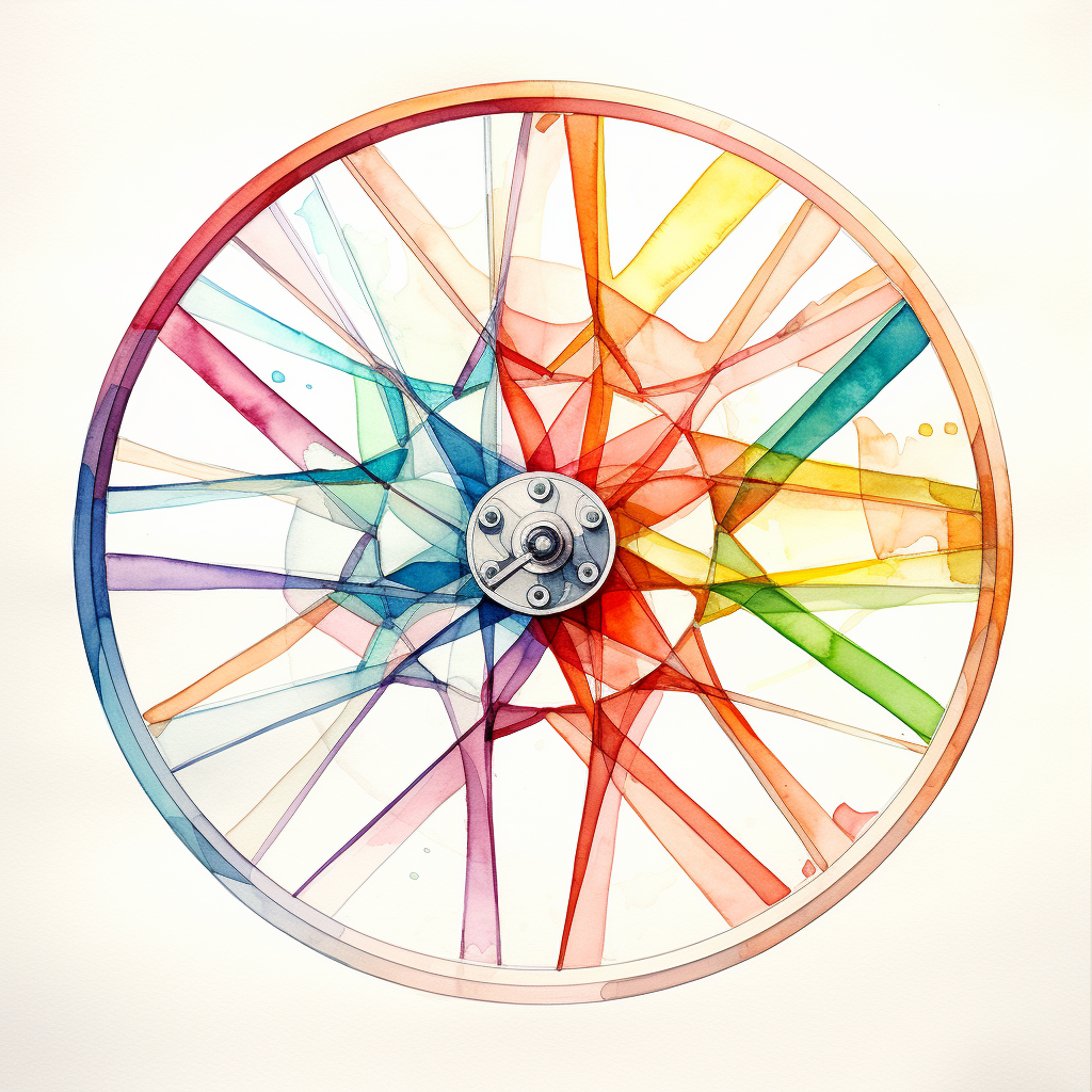 Watercolor bicycle wheel illustration