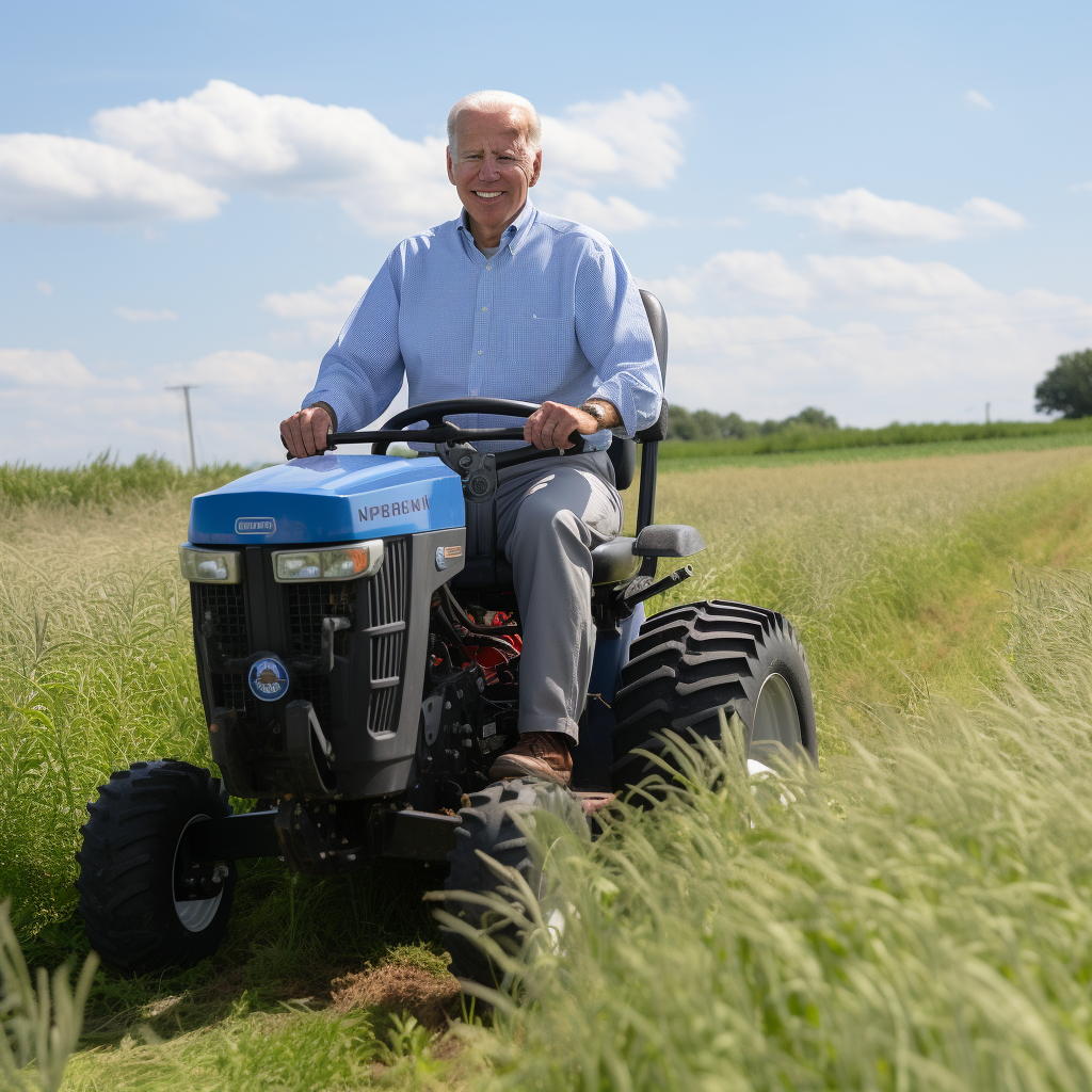 Joe Biden on Industrial Farm Tractor