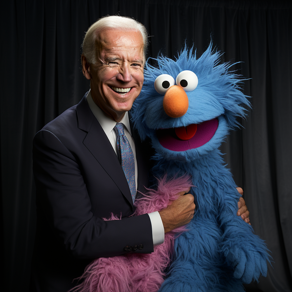 Joe Biden with Muppet