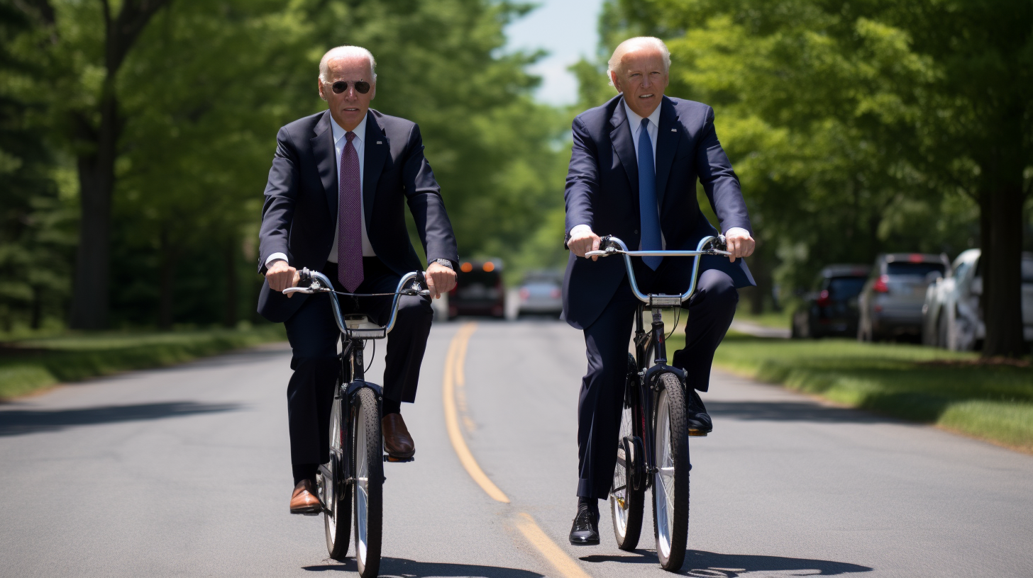 Joe Biden and Donald Trump on Tandem Bike