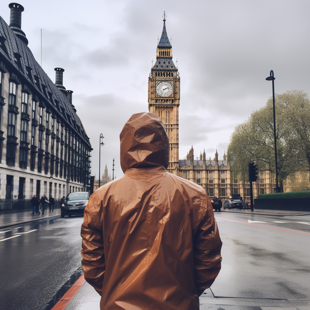 Big Ben wearing a jacket in London