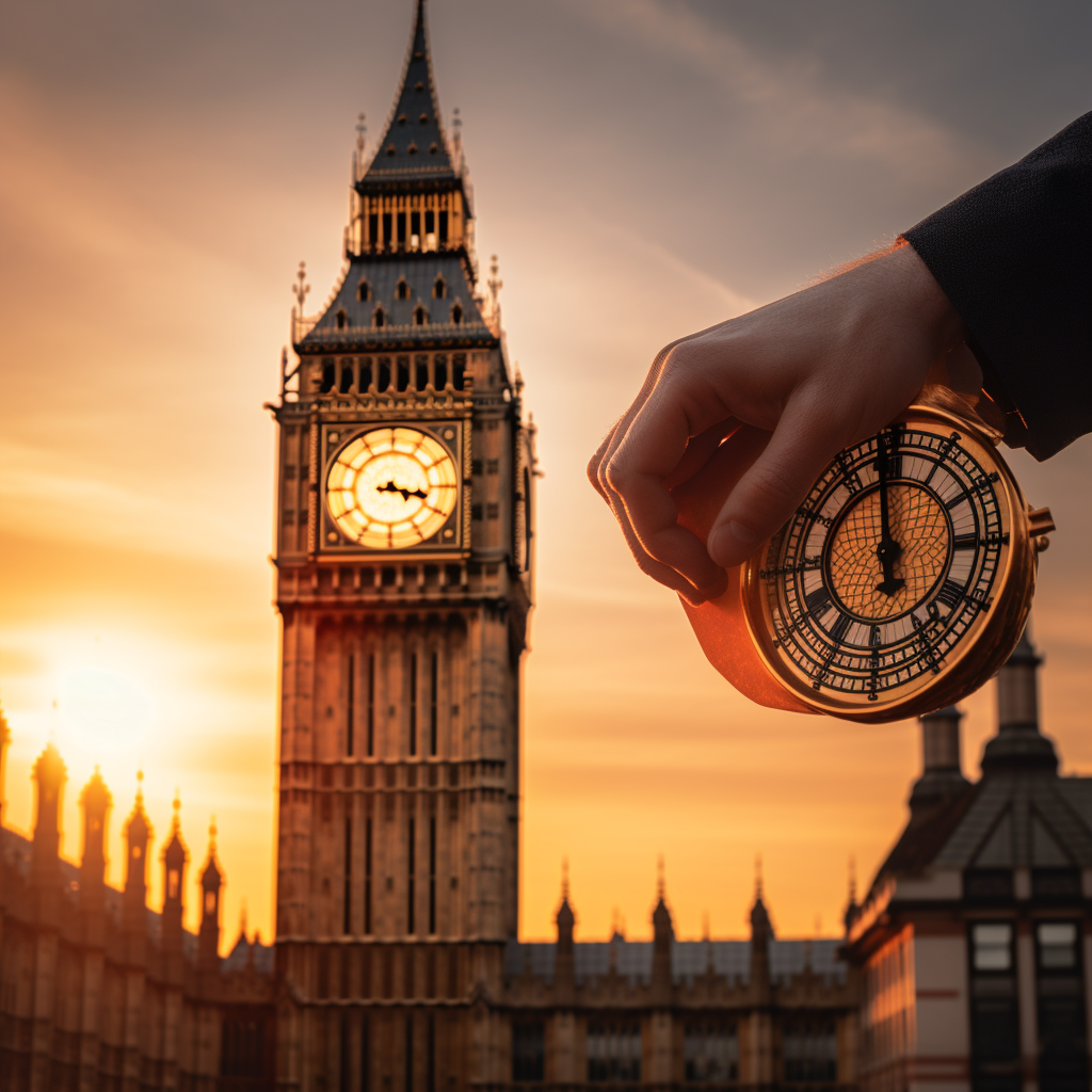 Close-up of Big Ben's Clock at Sunset