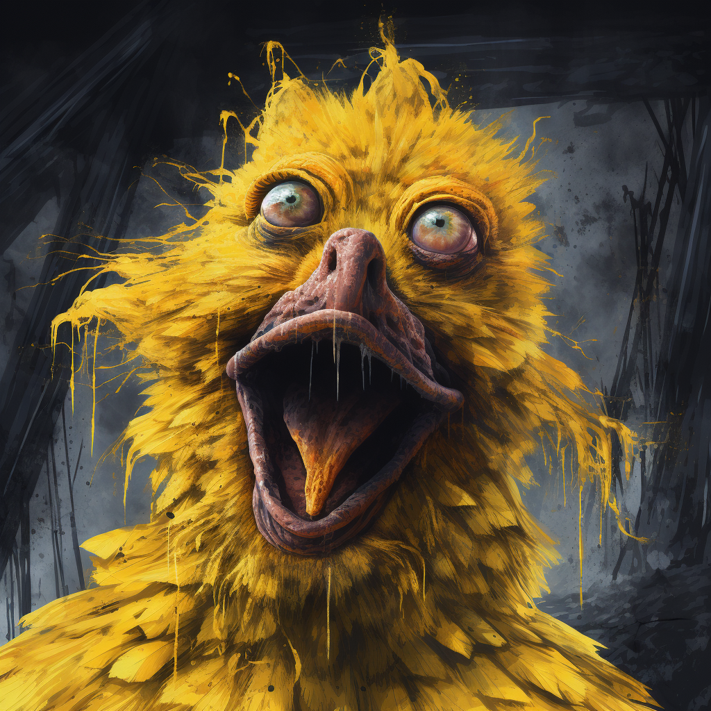 Big Bird in a horror movie