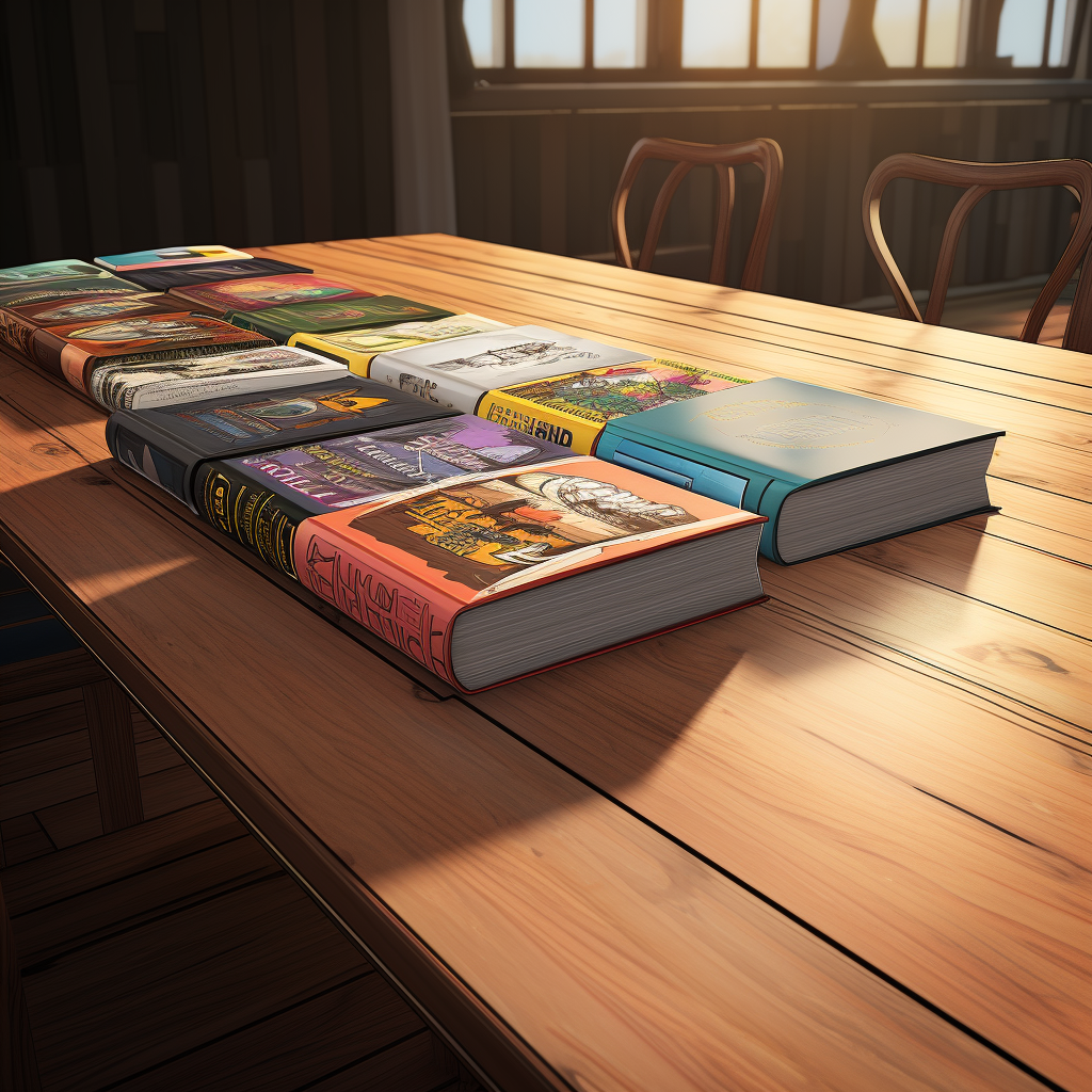 Big books on a table