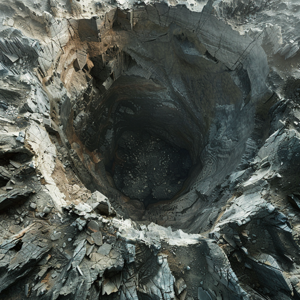 Dark cave top view 3D