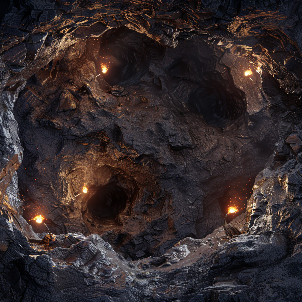 Dark Cave with Torch Lights