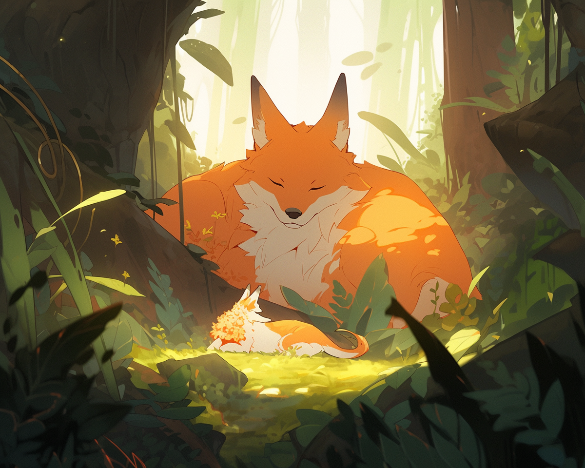 Big Fox with Orange Scales in Forest