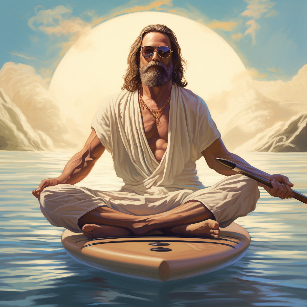 Big Lebowski Meditating on SUP