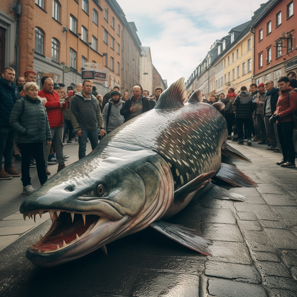 Impressive Pike Stranded on Street